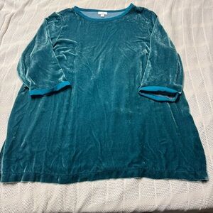 J. Jill Teal Velvet Top Tunic Silk/Rayon